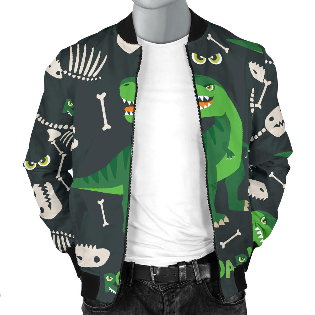 T Rex Pattern Print Design A05 Men Bomber Jacket