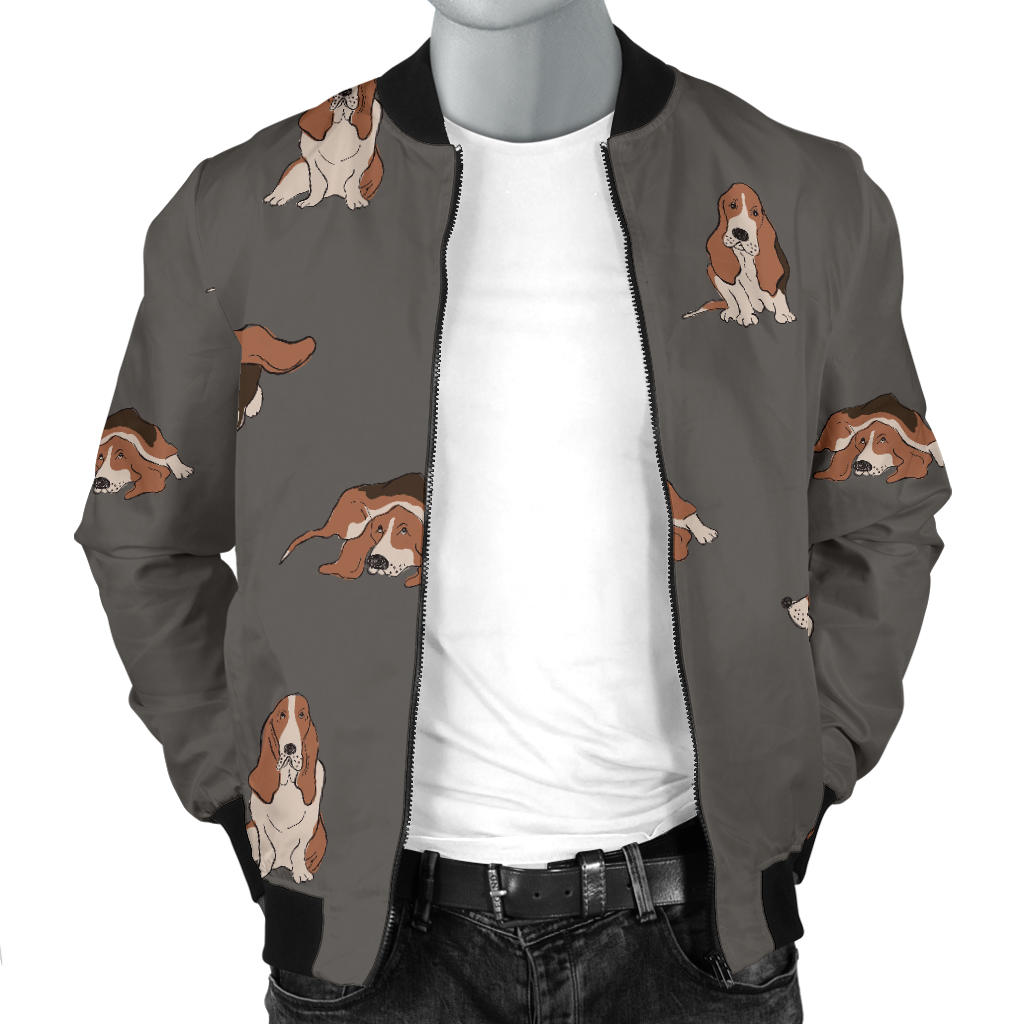 Basset Hound Pattern Print Design 03 Men Bomber Jacket