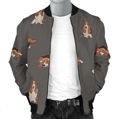 Basset Hound Pattern Print Design 03 Men Bomber Jacket