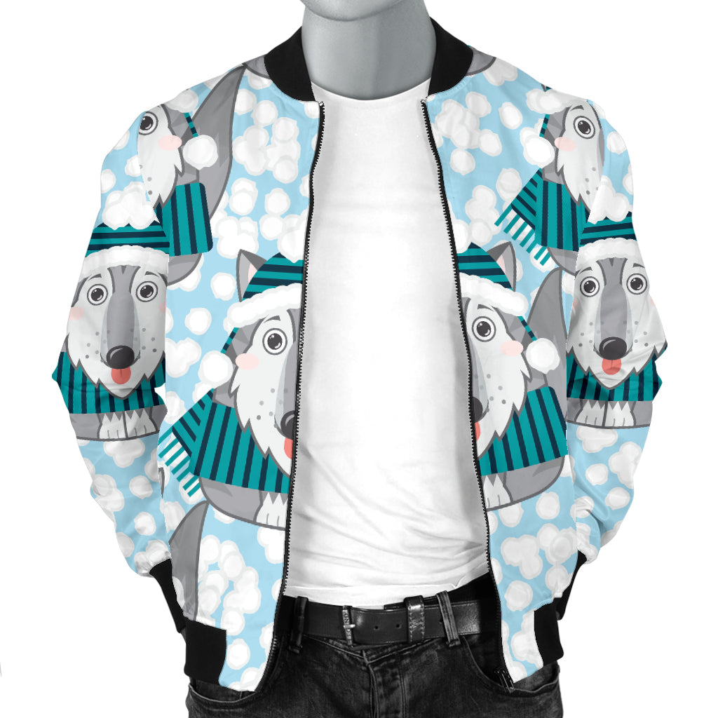 Alaskan Malamute Pattern Print Design 01 Men Bomber Jacket
