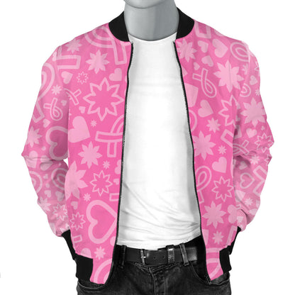 Breast cancer Pattern Print Design 02 Men Bomber Jacket