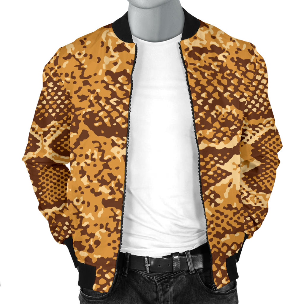Python Brown Pattern Print Design A03 Men Bomber Jacket