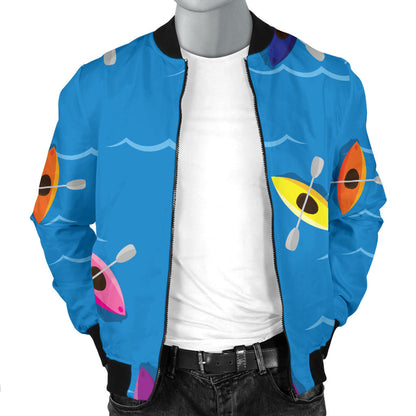 Kayak Pattern Print Design 03 Men Bomber Jacket