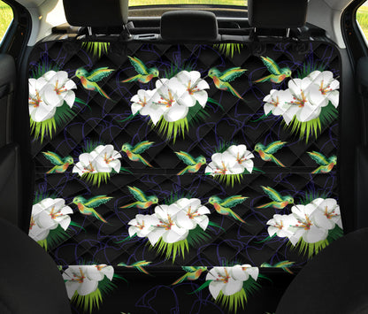 Hummingbird with Flower Pattern Print Design 03 Rear Dog Car Seat Cover Hammock