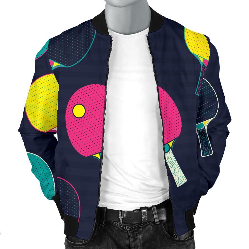 Ping Pong Pattern Print Design A04 Men Bomber Jacket