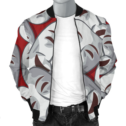 Acting Mask Pattern Print Design 01 Men Bomber Jacket