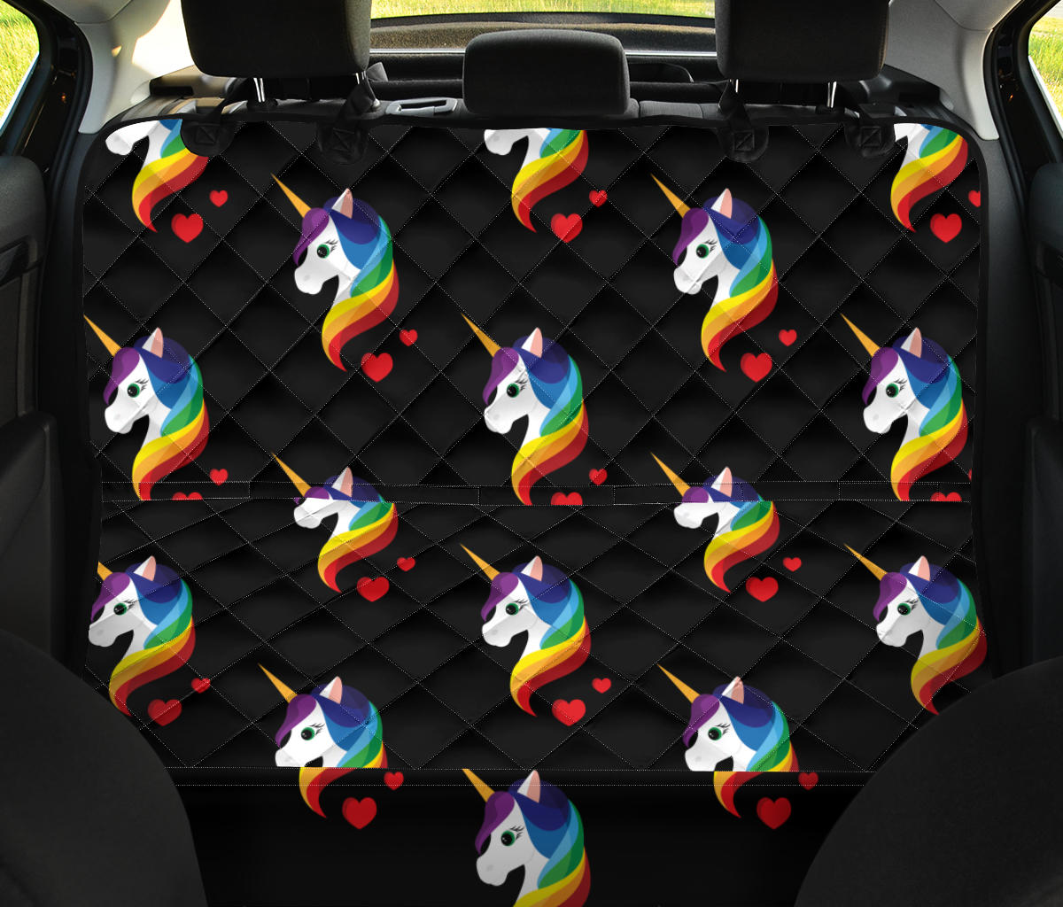 Rainbow Unicorn Pattern Print Design A03 Rear Dog Car Seat Cover Hammock
