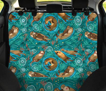 Sea Otter Pattern Print Design 01 Rear Dog Car Seat Cover Hammock