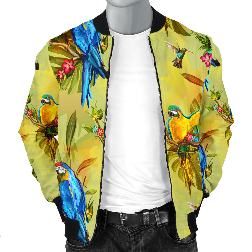 Parrot Pattern Print Design A02 Men Bomber Jacket