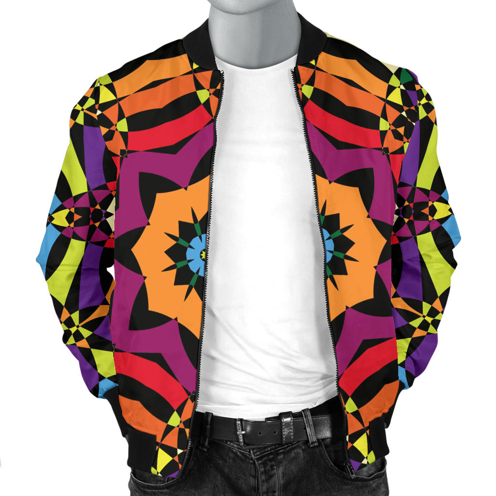 Kaleidoscope Pattern Print Design 01 Men Bomber Jacket
