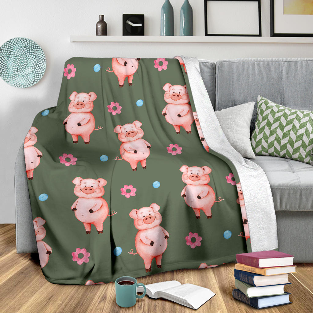 Pig Pattern Print Design 03 Premium Blanket