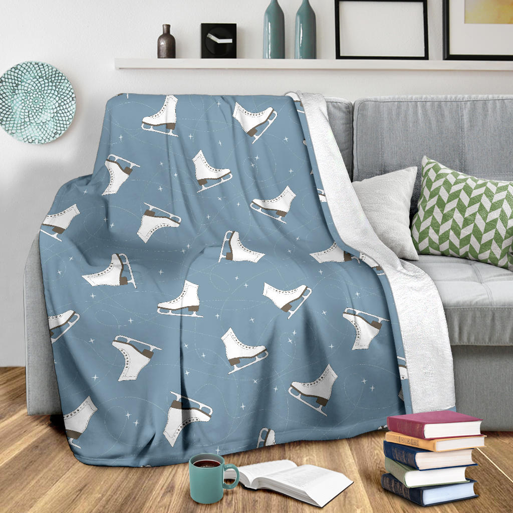 Ice Skate Pattern Print Design 02 Premium Blanket