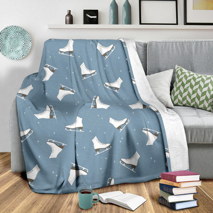 Ice Skate Pattern Print Design 02 Premium Blanket