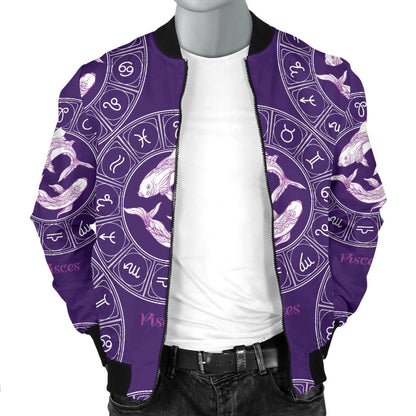 Pisces Pattern Print Design A02 Men Bomber Jacket