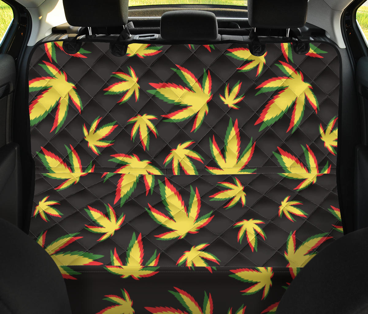 Pot Leaf Pattern Print Design A02 Rear Dog Car Seat Cover Hammock