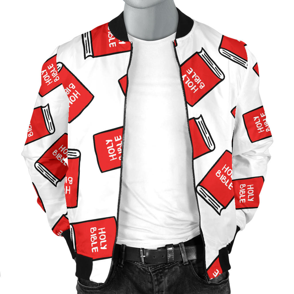 Bible Pattern Print Design 03 Men Bomber Jacket