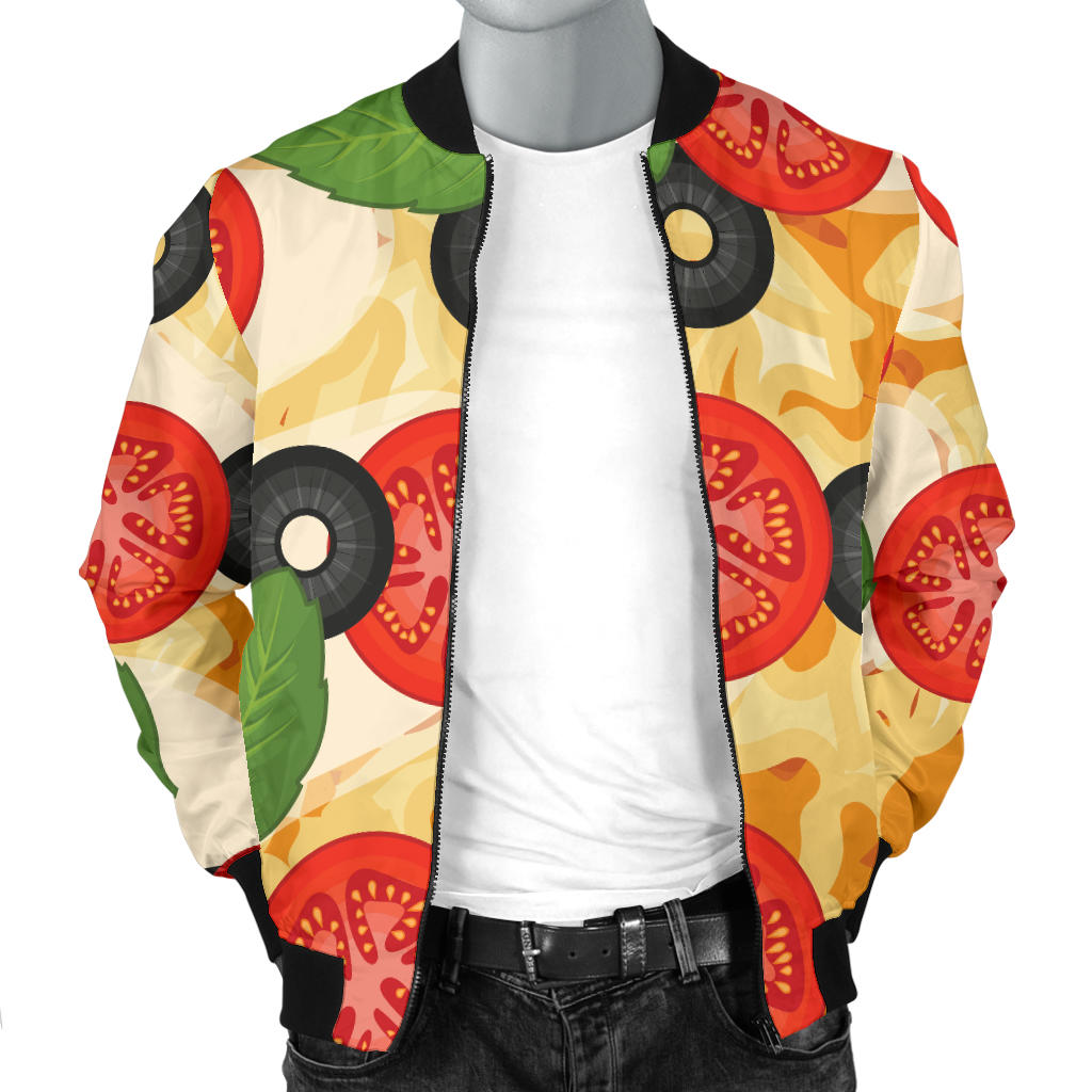 Pizza Pattern Print Design A05 Men Bomber Jacket