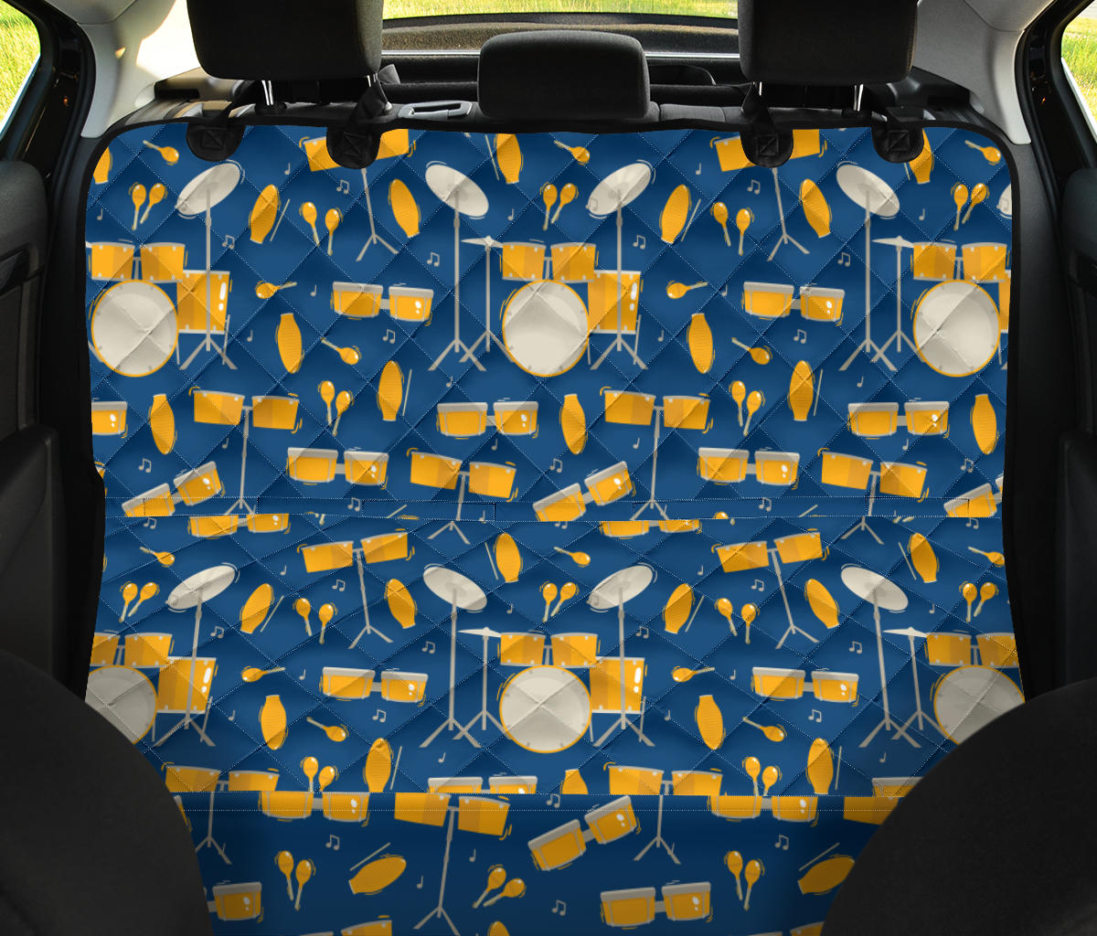 Drum Set Pattern Print Design 03 Rear Dog Car Seat Cover Hammock