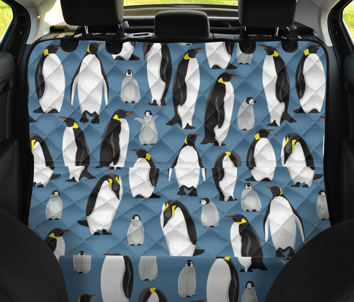 Penguin Pattern Print Design A03 Rear Dog Car Seat Cover Hammock