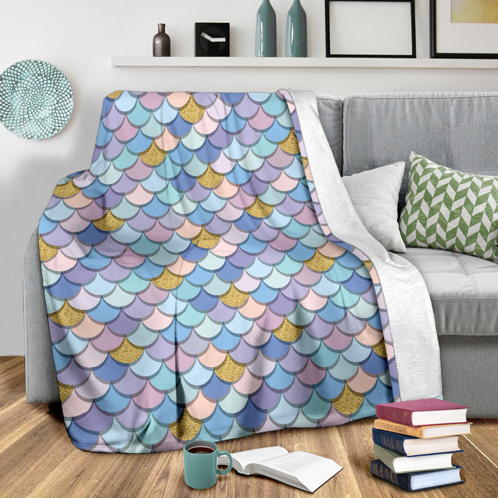 Mermaid Scales Pattern Print Design 05 Premium Blanket