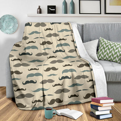 Mustache Pattern Print Design A01 Premium Blanket