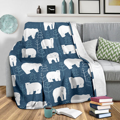 Polar Bear Pattern Print Design A01 Premium Blanket