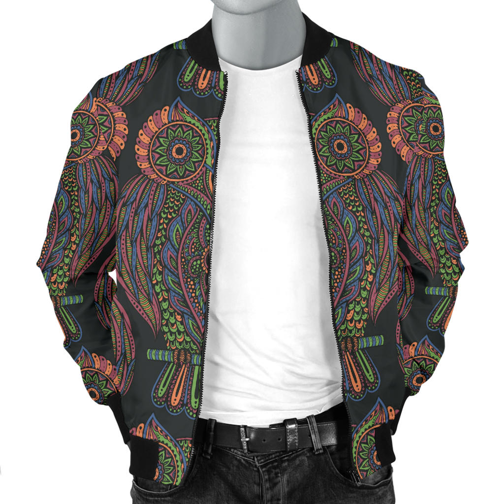 Owl Pattern Print Design A05 Men Bomber Jacket