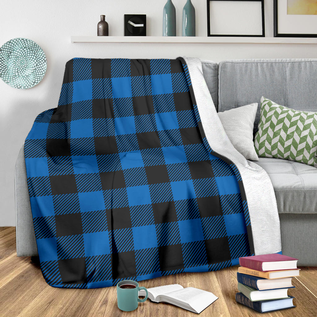 Buffalo check Blue Pattern Print Design 03 Premium Blanket