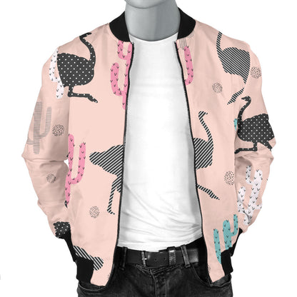 Ostrich Pattern Print Design 03 Men Bomber Jacket