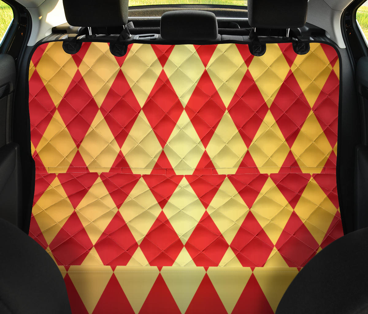 Harlequin Pattern Print Design 03 Rear Dog Car Seat Cover Hammock