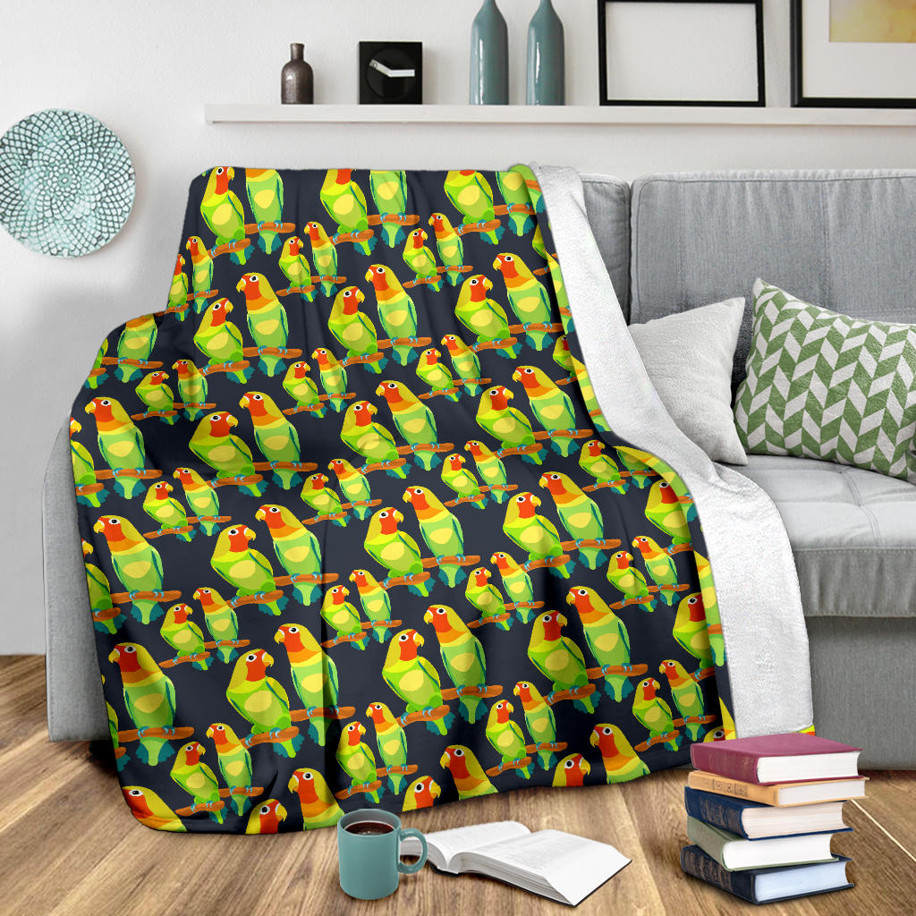 Lovebird Pattern Print Design 01 Premium Blanket