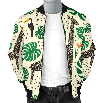 Rainforest Giraffe Pattern Print Design A02 Men Bomber Jacket