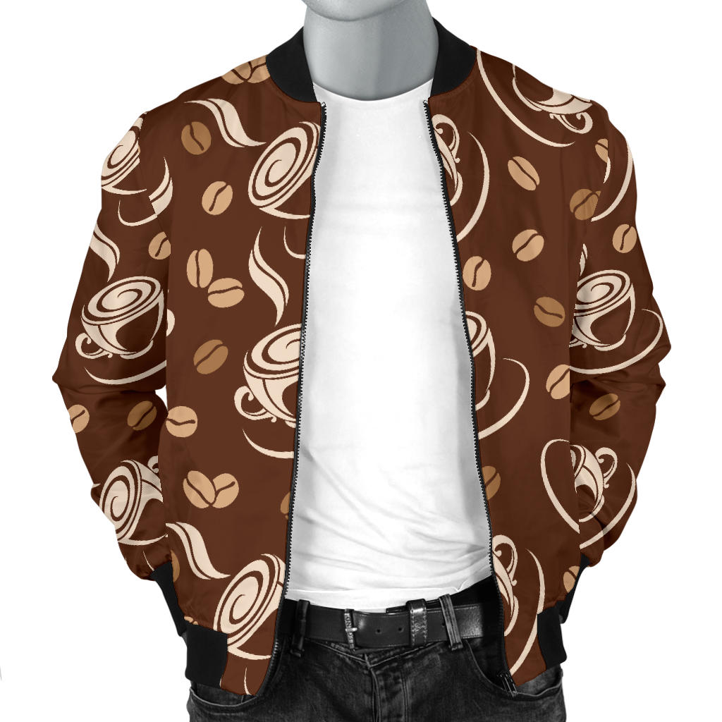 Coffee Pattern Print Design 03 Men Bomber Jacket