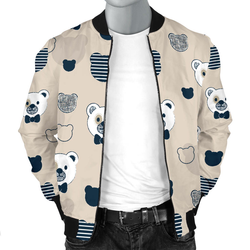 Bear Pattern Print Design 05 Men Bomber Jacket