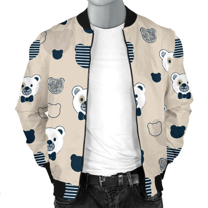 Bear Pattern Print Design 05 Men Bomber Jacket
