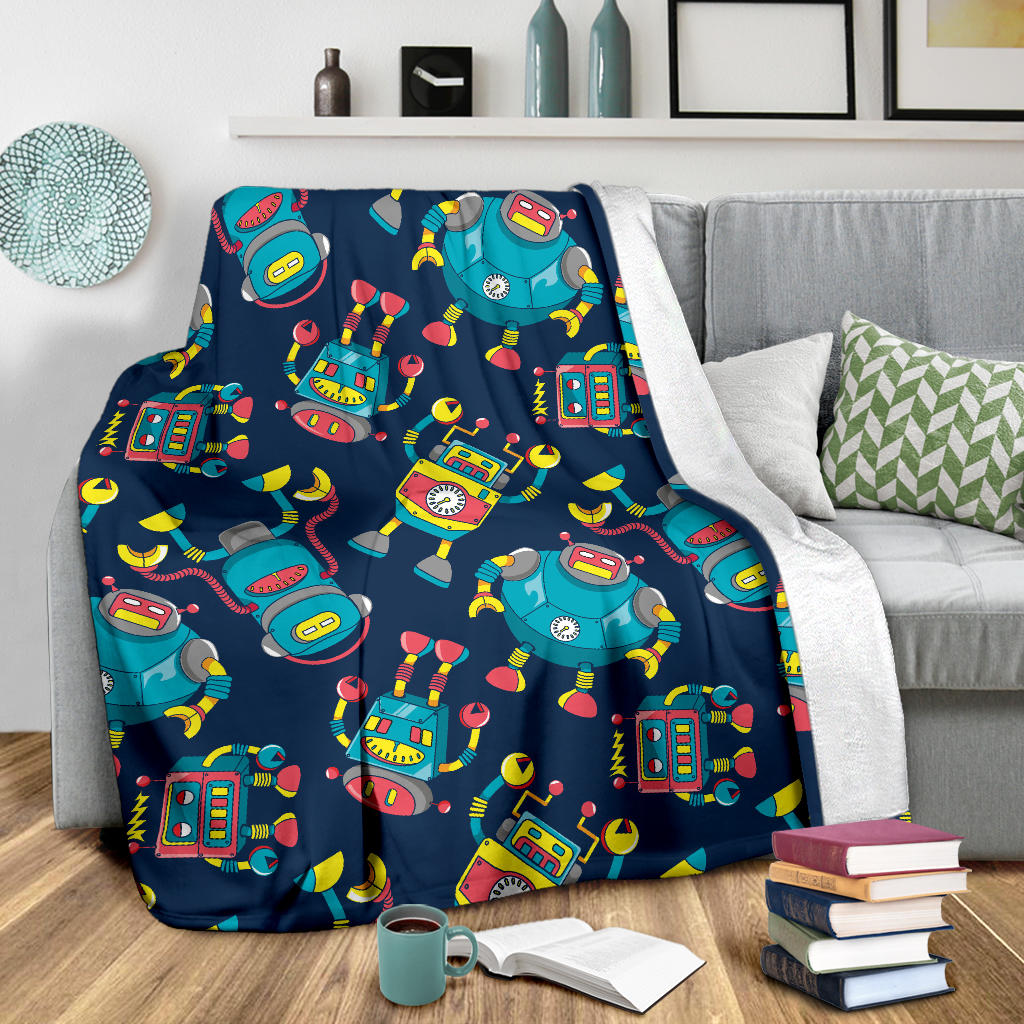 Robot Pattern Print Design A05 Premium Blanket