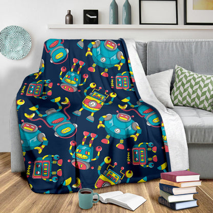 Robot Pattern Print Design A05 Premium Blanket