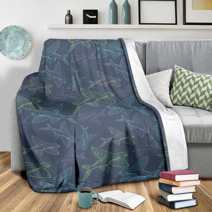 Flying Fish Pattern Print Design 02 Premium Blanket