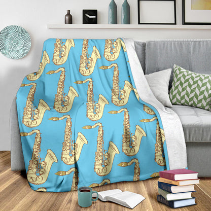 Saxophone Pattern Print Design 03 Premium Blanket