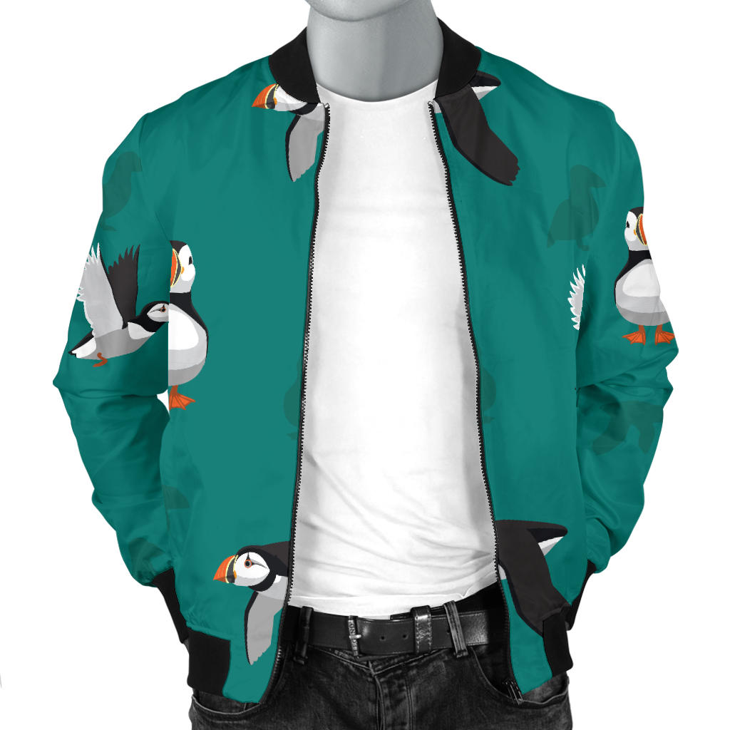Puffin Pattern Print Design A02 Men Bomber Jacket