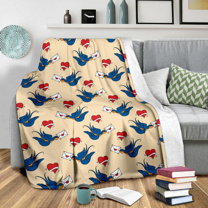 Swallow Bird Pattern Print Design 05 Premium Blanket