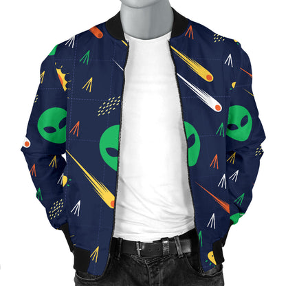 Alien UFO Pattern Print Design 05 Men Bomber Jacket