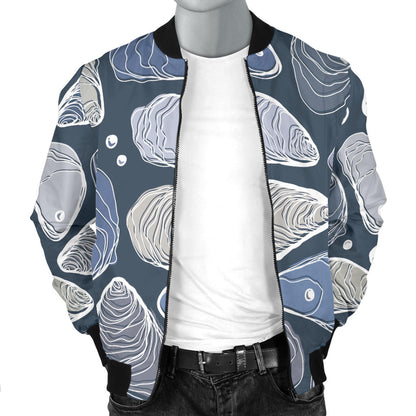 Oyster Pattern Print Design 02 Men Bomber Jacket