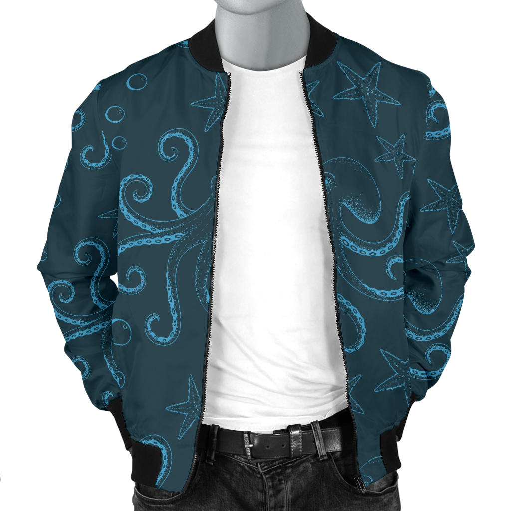 Octopus Pattern Print Design A05 Men Bomber Jacket