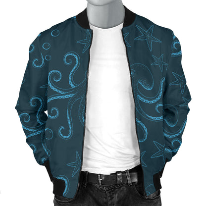 Octopus Pattern Print Design A05 Men Bomber Jacket