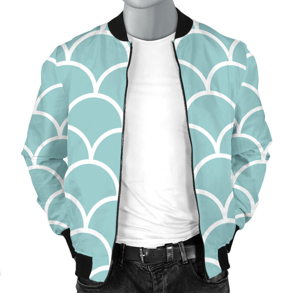 Scales Teal Pattern Print Design 02 Men Bomber Jacket