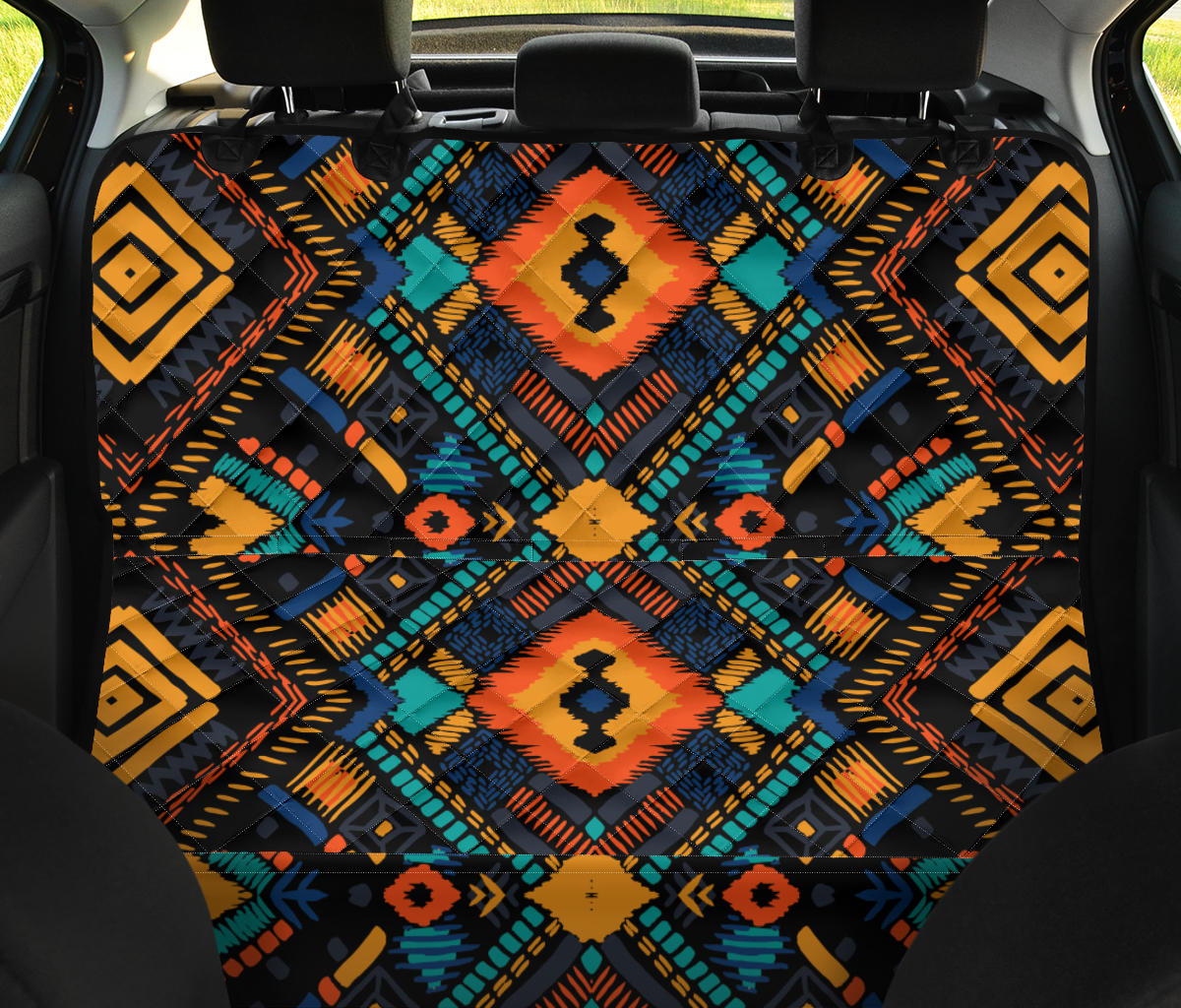 Kente Pattern Print Design 04 Rear Dog Car Seat Cover Hammock