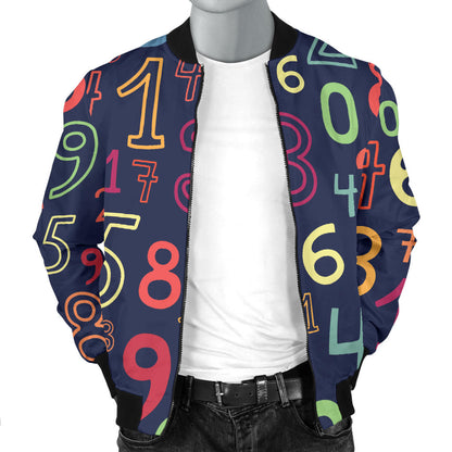 Number Pattern Print Design A01 Men Bomber Jacket