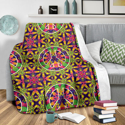 Peace Sign Pattern Print Design A04 Premium Blanket