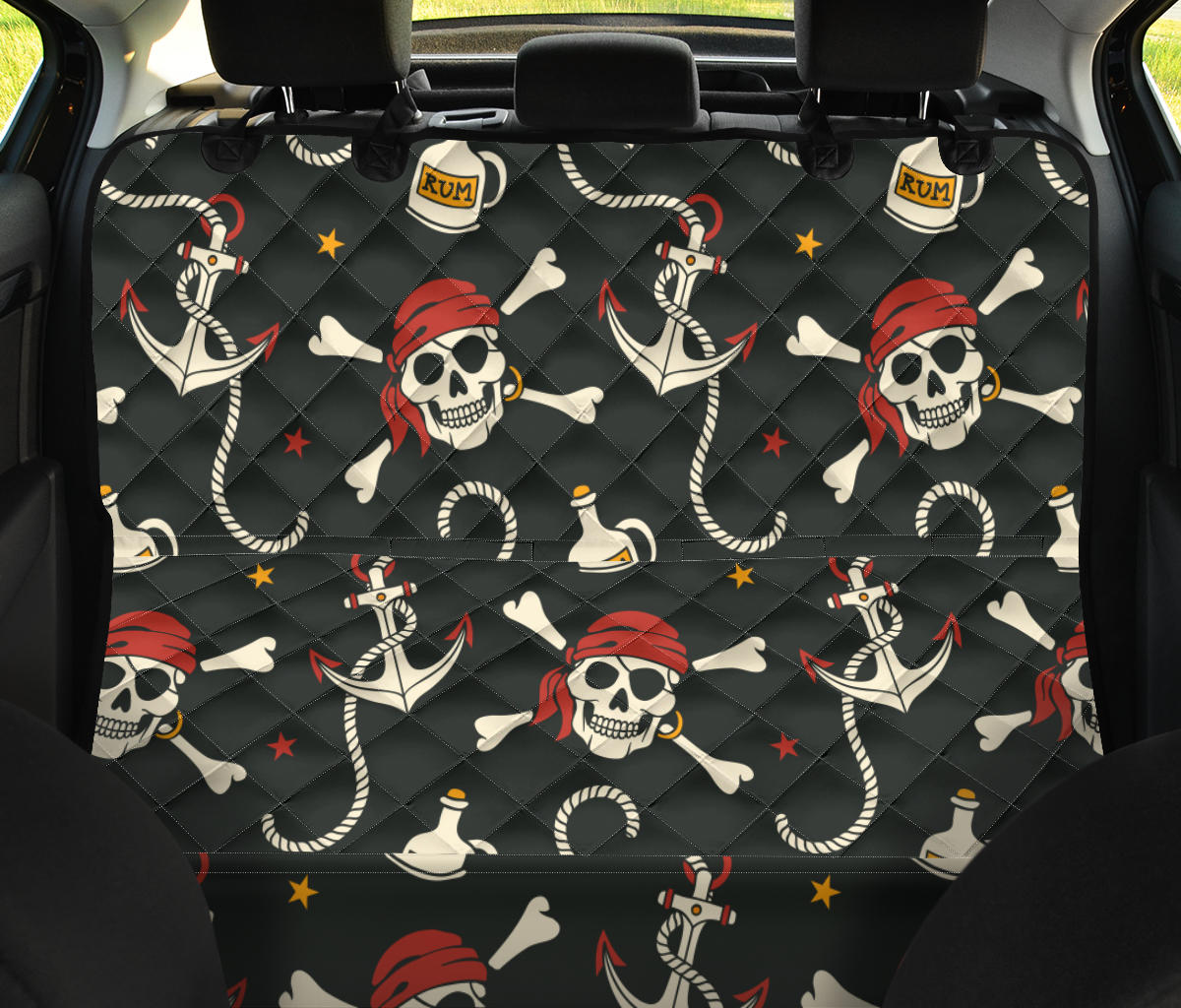Pirate Pattern Print Design A02 Rear Dog Car Seat Cover Hammock